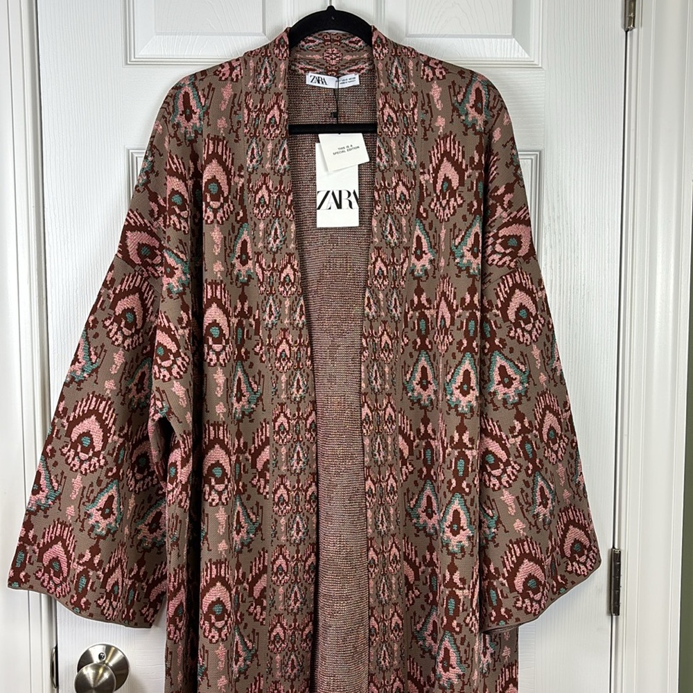NWT Zara Special Edition Jacquard knit kimono jacket sz sm - Picture 8 of 13
